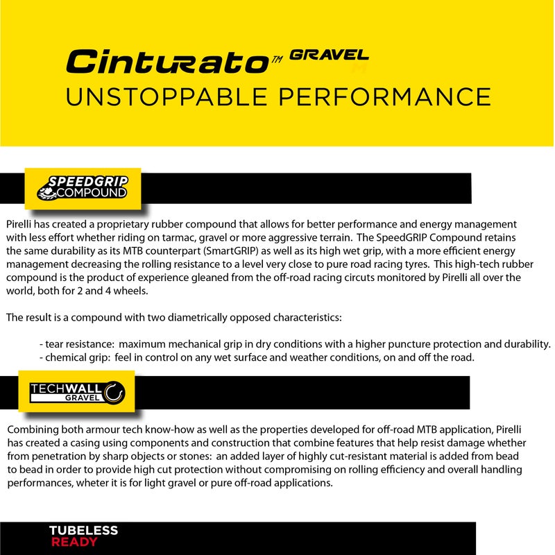 Pirelli Cinturato Gravel M Classic 35-622 (700 x 35c) Gravel Bike Tire - Gravel-Specific Design for Varied Surfaces - SpeedGRIP Compound for Superior Performance (1 Tire) - Image 4